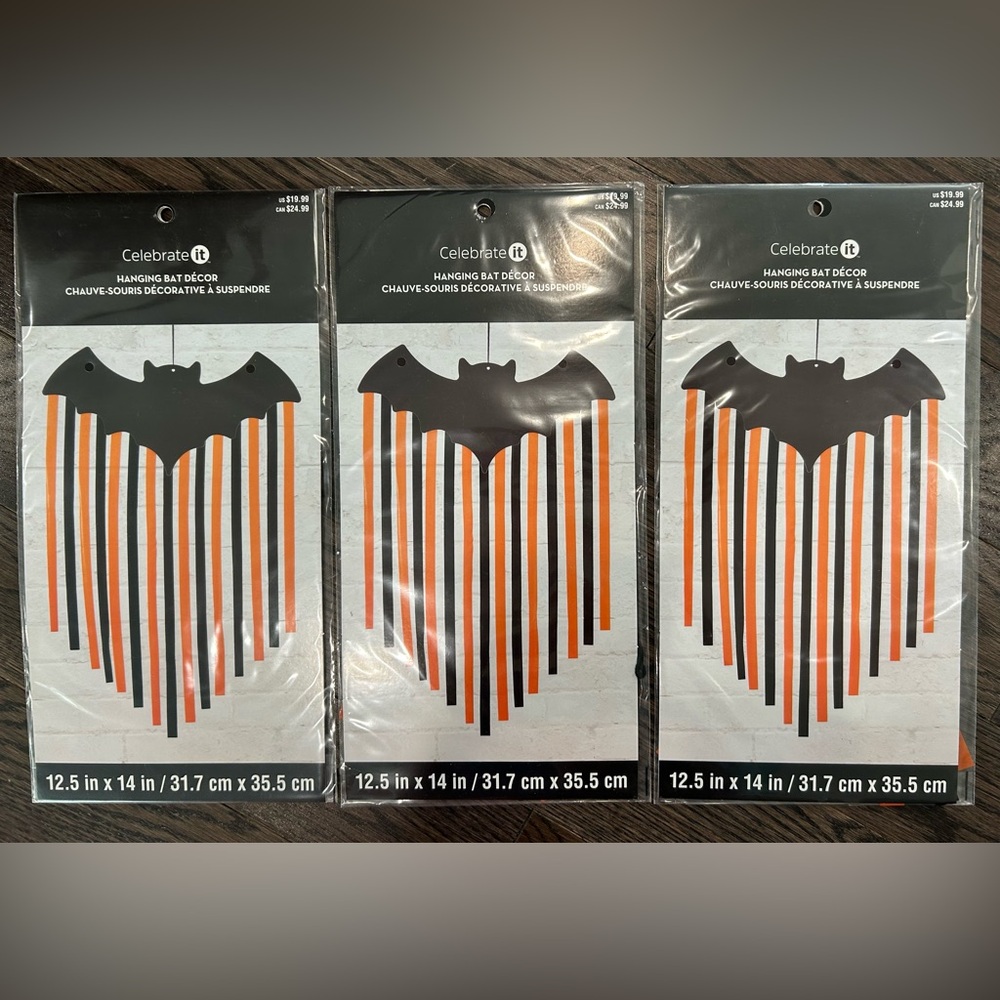 Celebrate It Black and Orange Bat Hanging Décor NWT